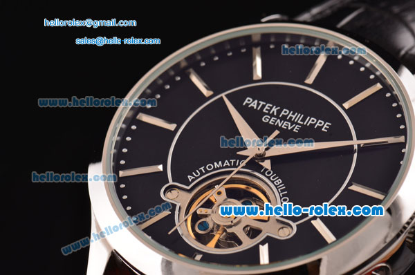 Patek Philippe Complicated ST18 Automatic with Tourbillon Steel Case with Silver Stick Markers and Black Dial - Click Image to Close